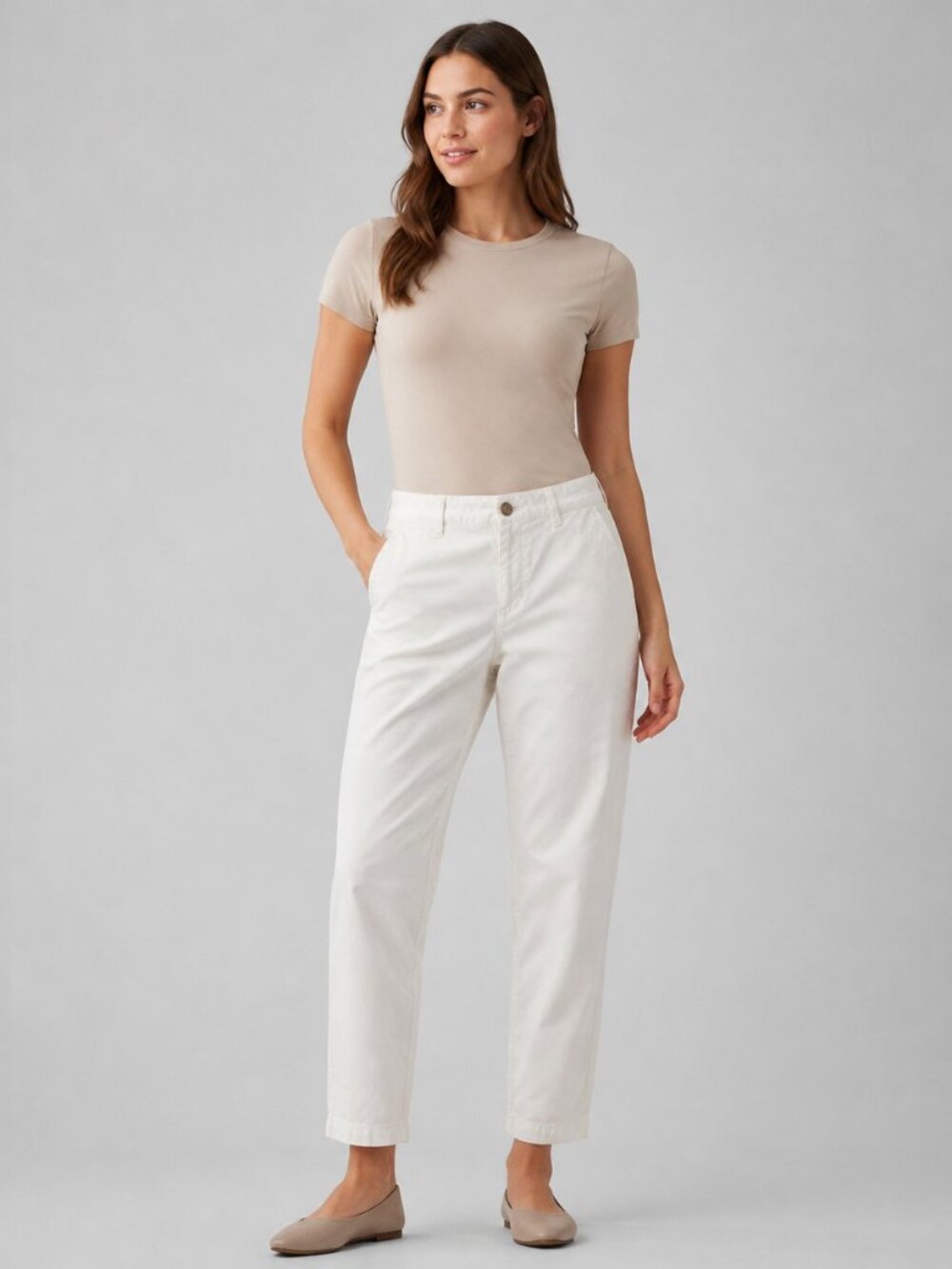 Gap Women's Girlfriend Khaki Pants Size 8 29R Off White Tapered Casual